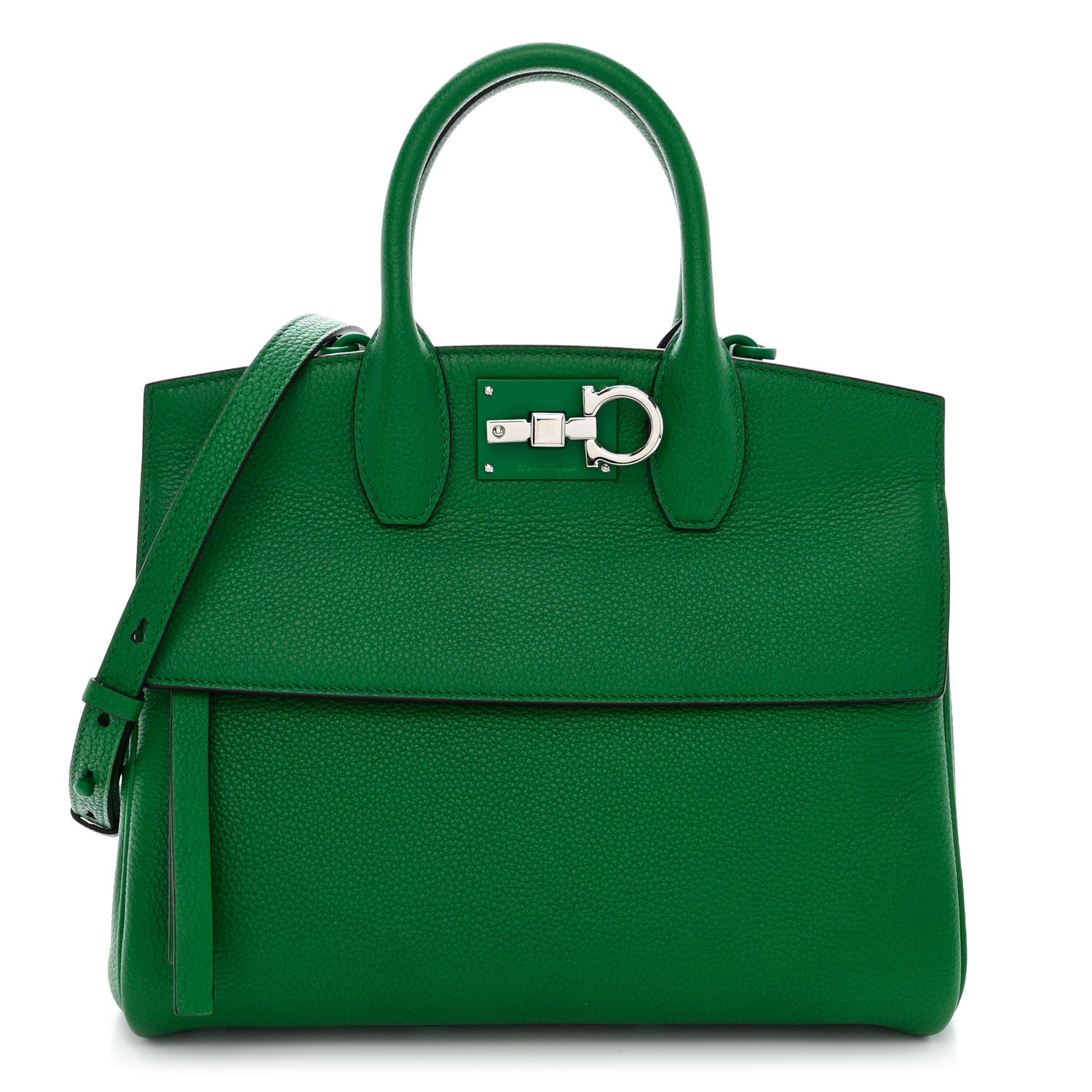 Salvatore Ferragamo Grained Calfskin Studio Top Handle Bag Green 1 of 10