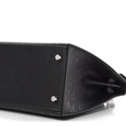 Hermes Ostrich Kelly Sellier 28 Black 7 of 11