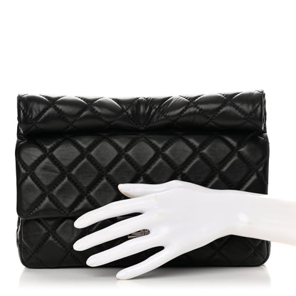 Chanel Lambskin Quilted Large Roll 2.55 Reissue Clutch Black 2 of 13