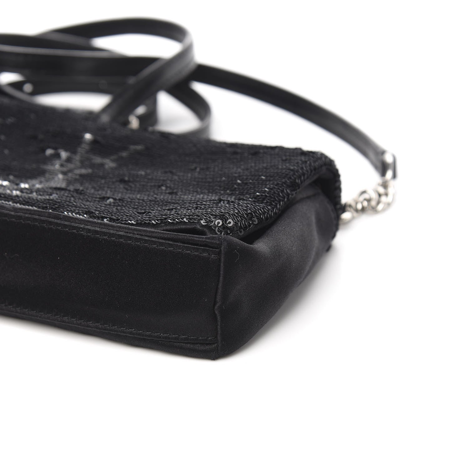 Saint Laurent Sequins Toy West Hollywood Chain Wallet Nero Manto Naturale 7 of 8