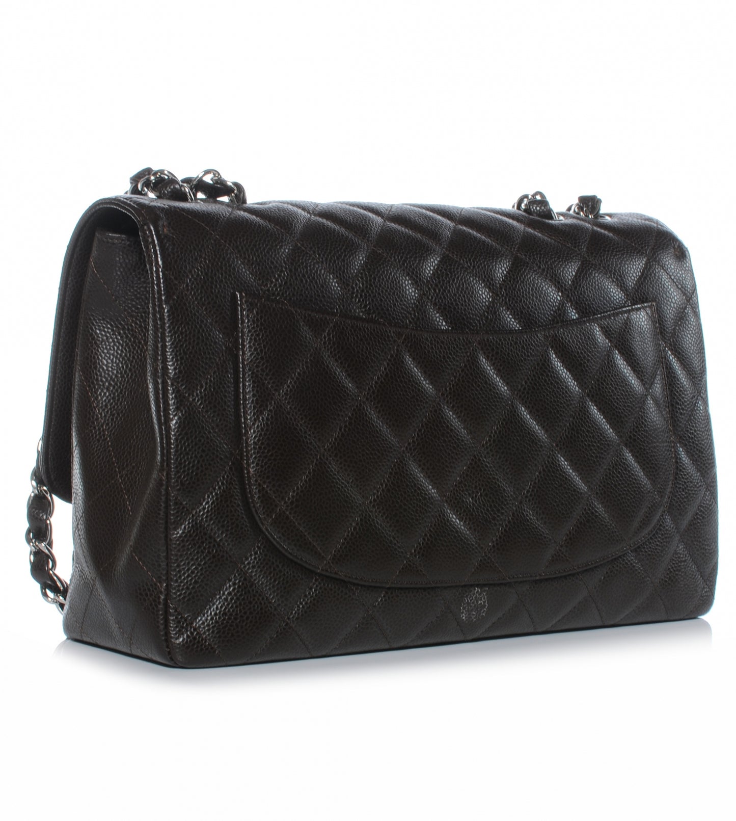 Caviar Quilted Jumbo Single Flap Dark Brown