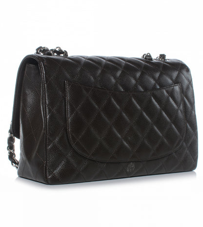 Chanel Caviar Quilted Jumbo Single Flap Dark Brown 3 of 9