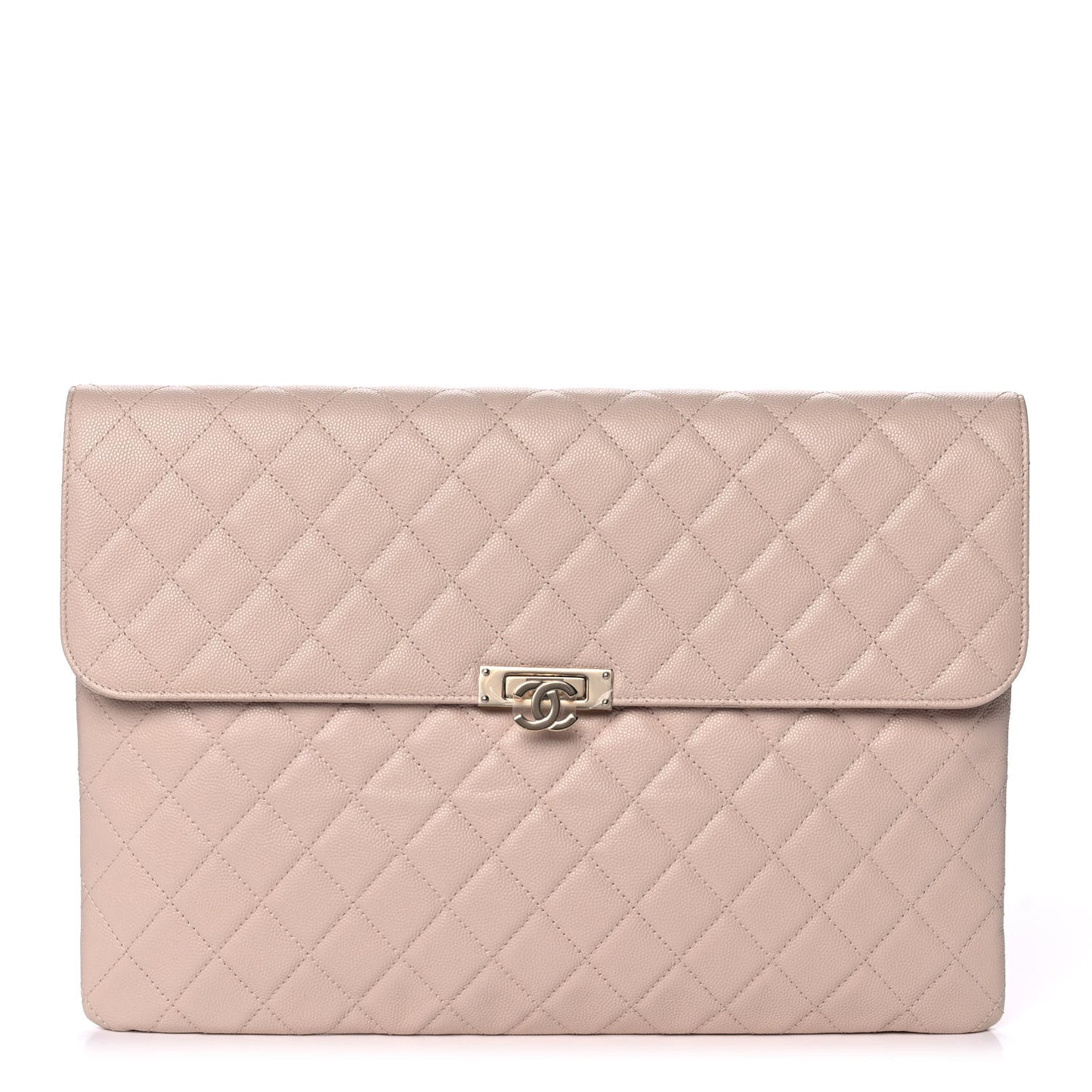 Caviar Quilted Large Golden Class Pouch Light Pink