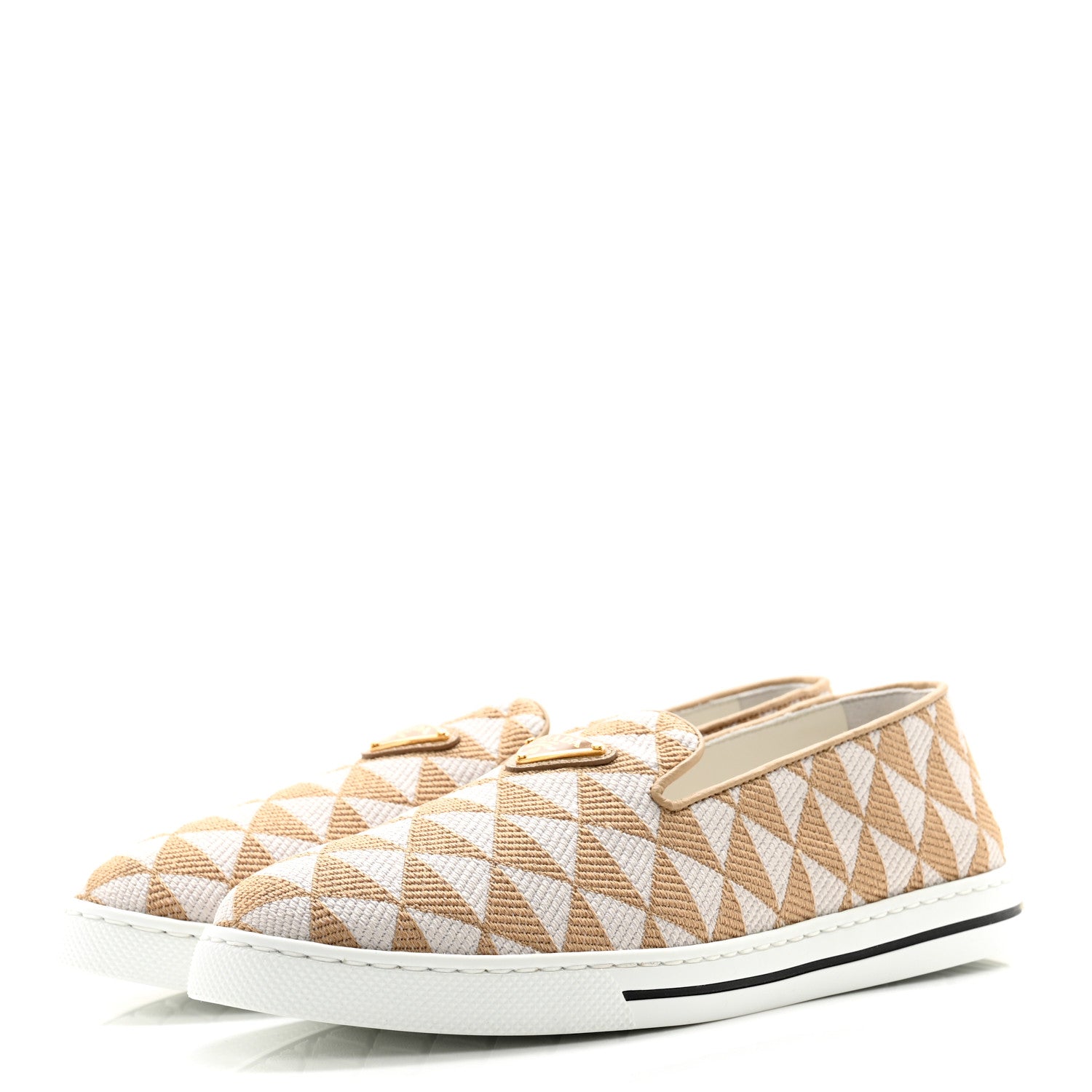 Prada Jacquard Trianglolo Symbole Embroidered Metal Triangle Logo Slip On Sneakers 37 Corda Talco 3 of 7