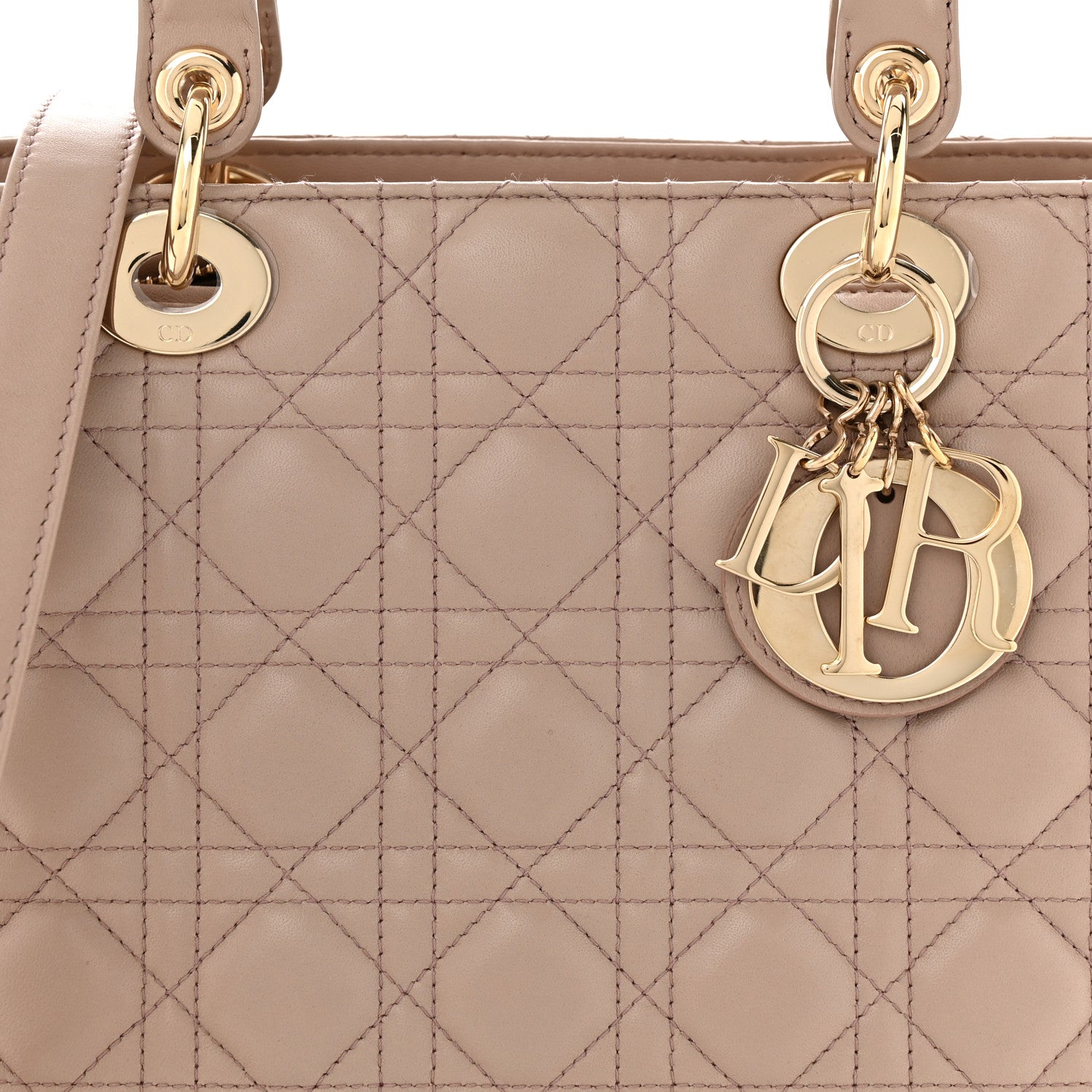 Christian Dior Lambskin Cannage Medium Lady Dior Beige 8 of 11