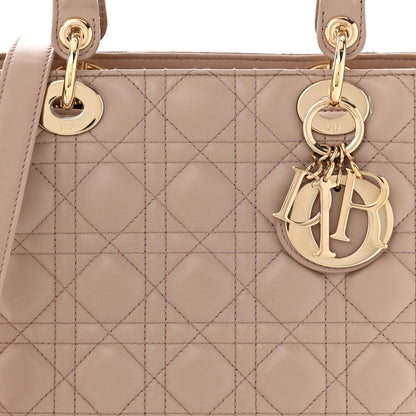 Christian Dior Lambskin Cannage Medium Lady Dior Beige 8 of 11