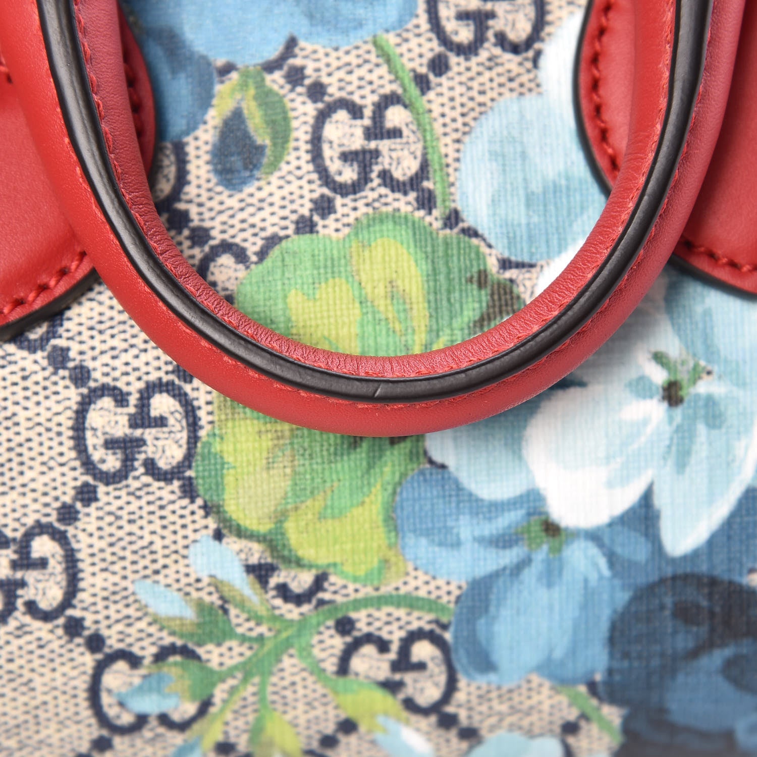 Gucci GG Supreme Monogram Blooms Mini Boston Navy Blue Hibiscus 10 of 11