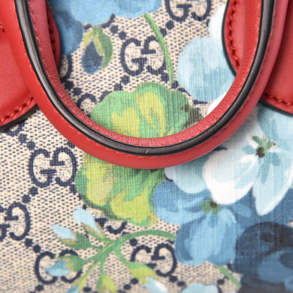 Gucci GG Supreme Monogram Blooms Mini Boston Navy Blue Hibiscus 10 of 11