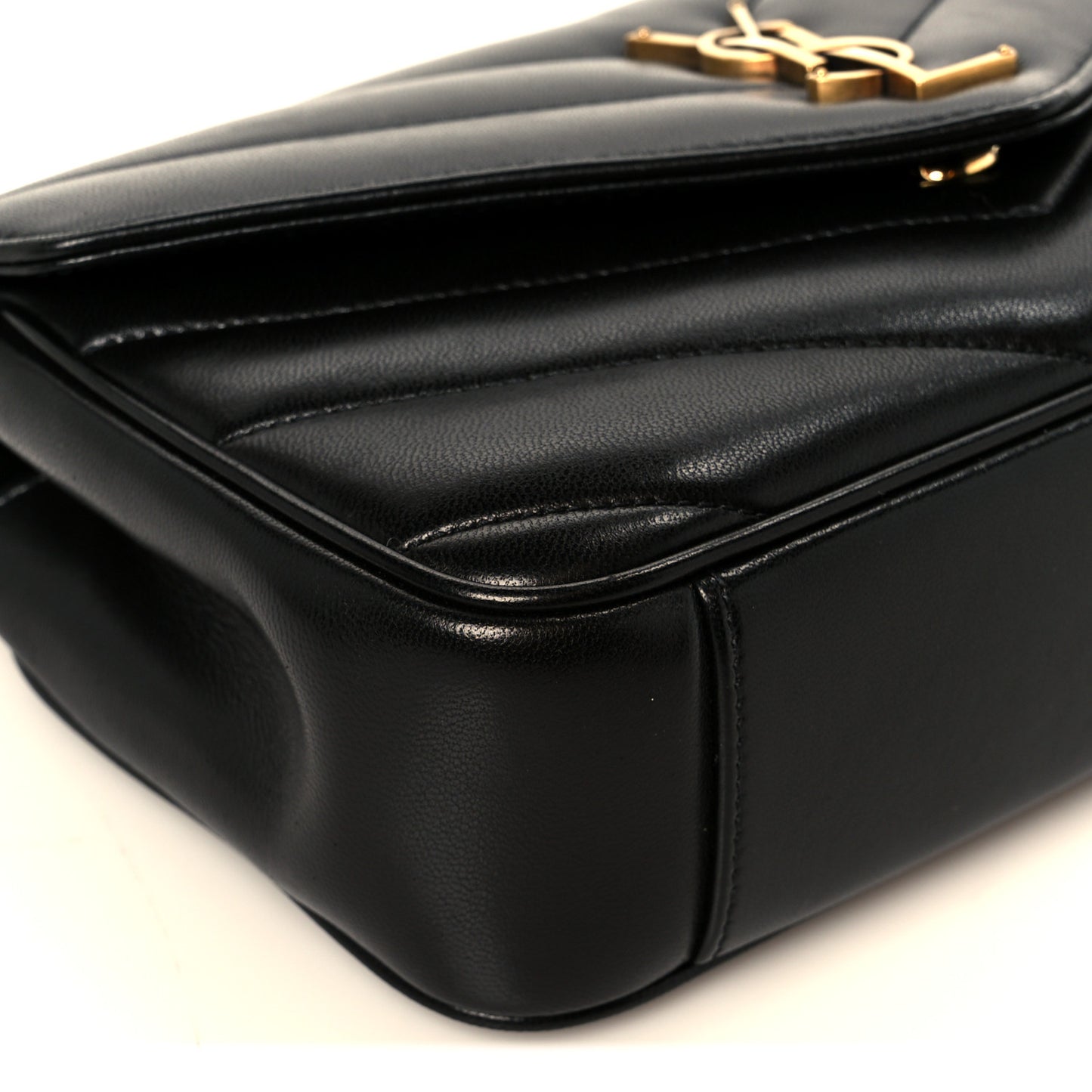 Lambskin Chevron Quilted Small Loulou Black
