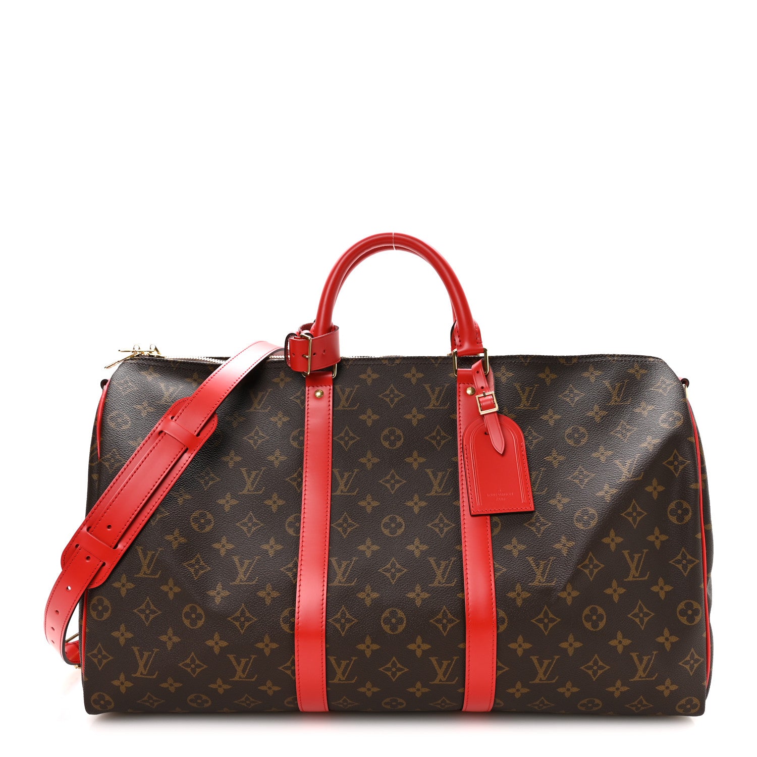 Louis Vuitton Calfskin Monogram Keepall Bandouliere 50 Coquelicot 1 of 8