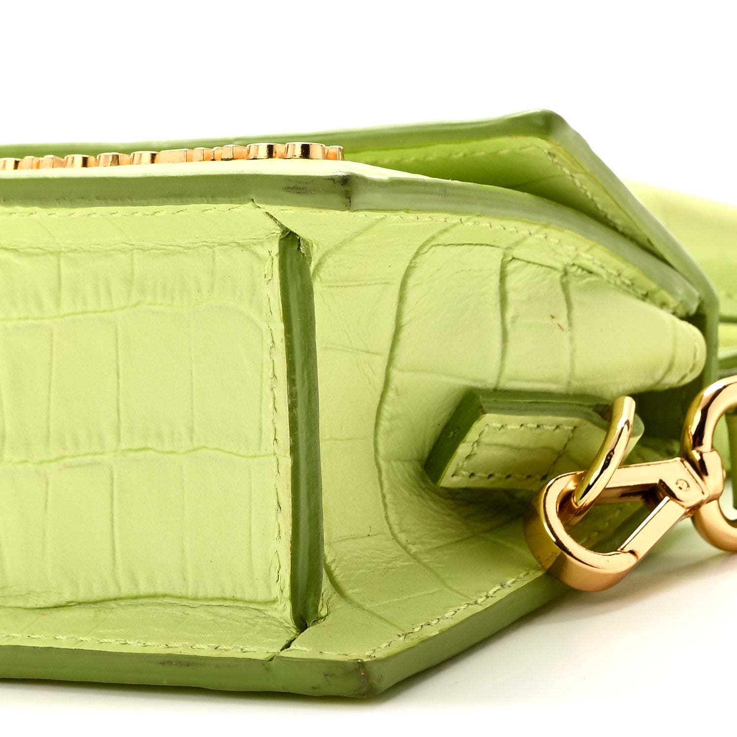 Jacquemus Calfskin Crocodile Embossed Le Chiquito Light Green 9 of 10
