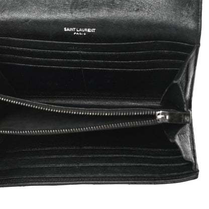 Saint Laurent Lambskin Mixed Matelasse Quilted Large Monogram Envelope Wallet Black 5 of 16