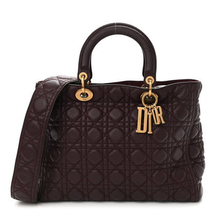 Christian Dior Grained Calfskin Cannage Large Lady Dior Burgundy 1 of 8