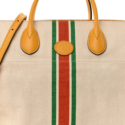 Gucci Vintage Canvas Calfskin Web Foldable Tote 7 of 10
