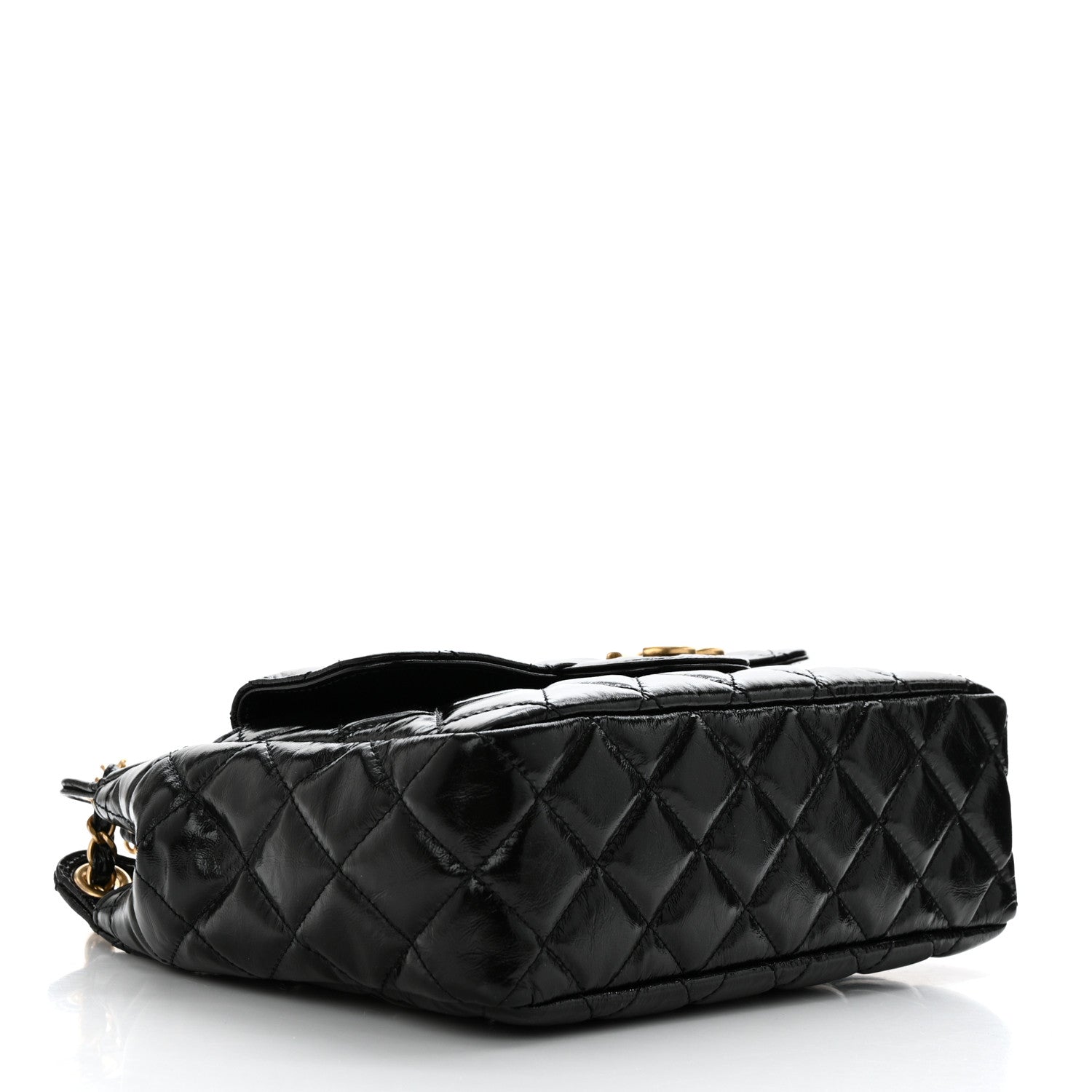 Chanel Shiny Crumpled Calfskin Quilted Wavy CC Hobo Black 4 of 10