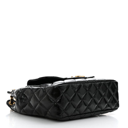Chanel Shiny Crumpled Calfskin Quilted Wavy CC Hobo Black 4 of 10
