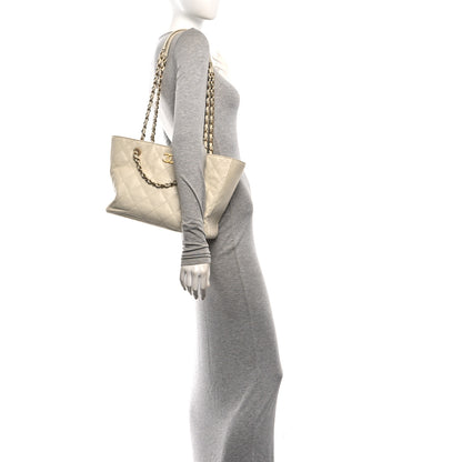 Chanel Caviar Quilted Small Trapezoid Chain Shopping Tote Ivory 2 of 10