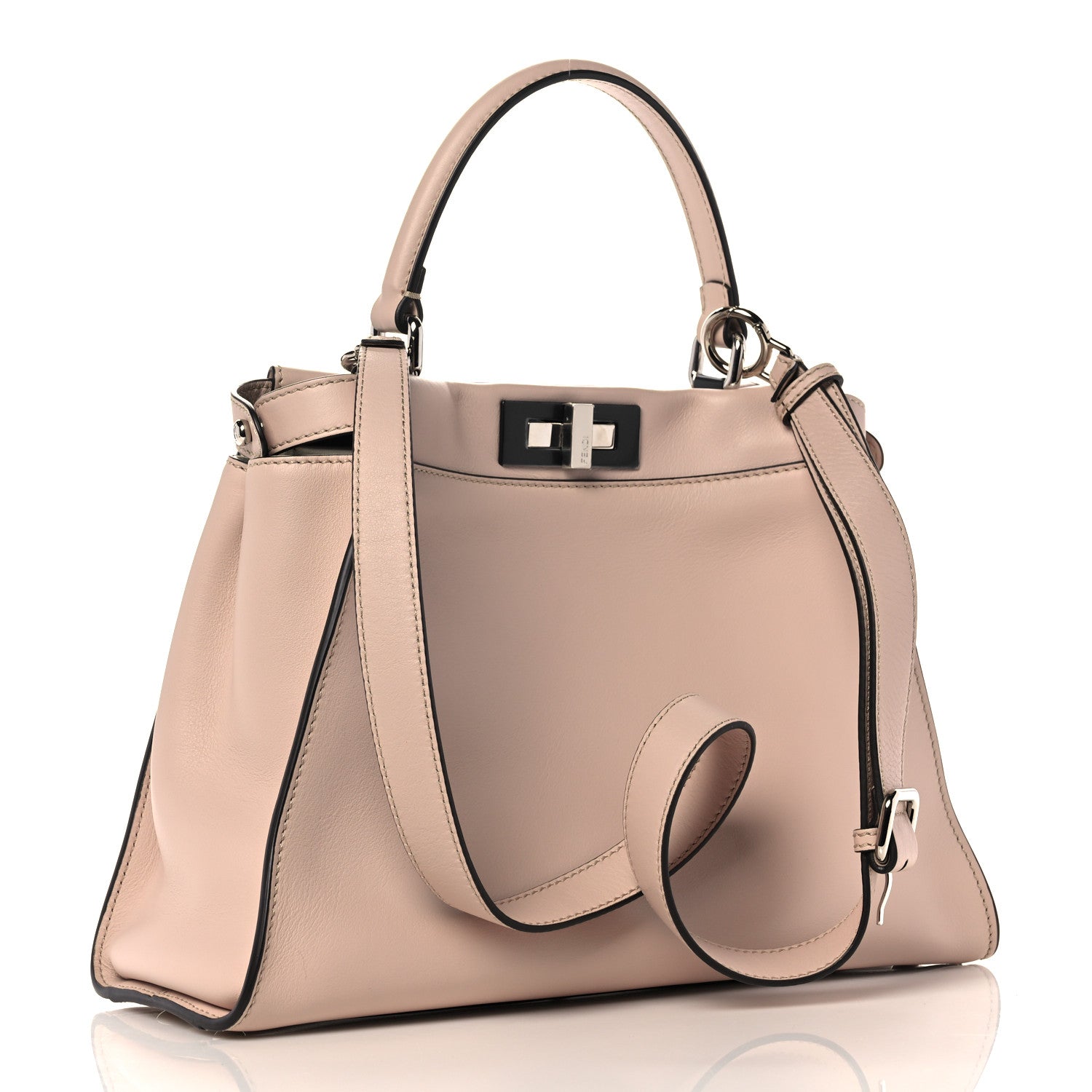 Fendi Vitello Seta Shiny Nappa Medium Peekaboo Iconic Satchel Soap Opale 3 of 9