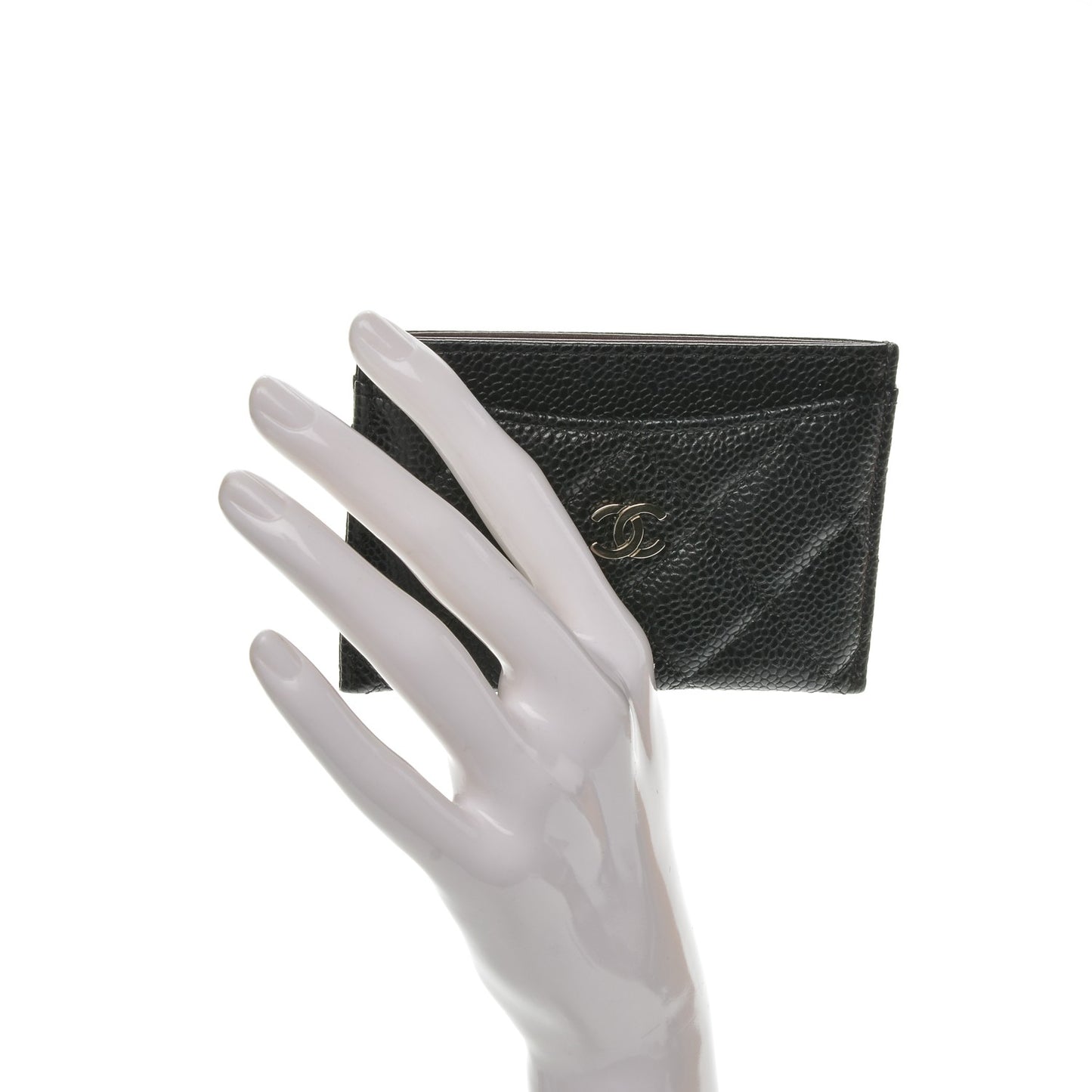 Caviar Quilted Card Holder Black