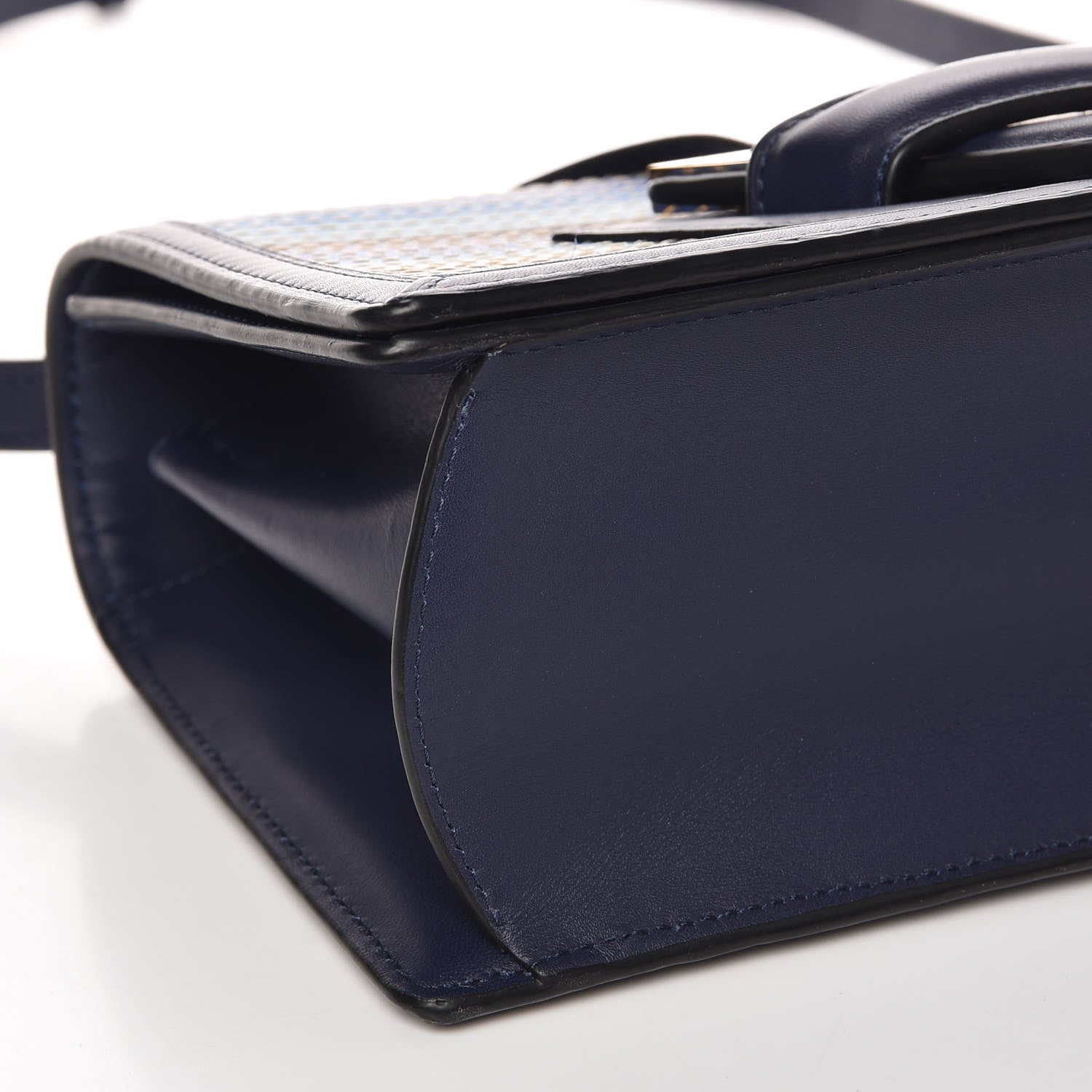 Loewe Calfskin Stitches Barcelona Shoulder Bag Blue 7 of 8