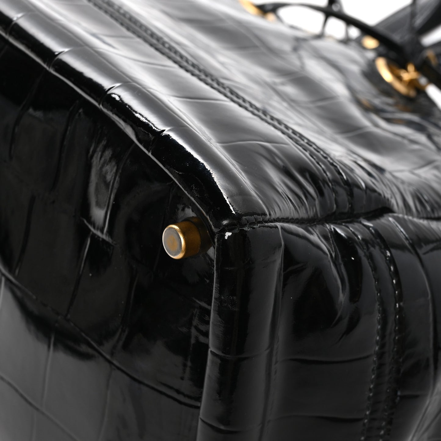 Patent Croc Overseas Tote Black