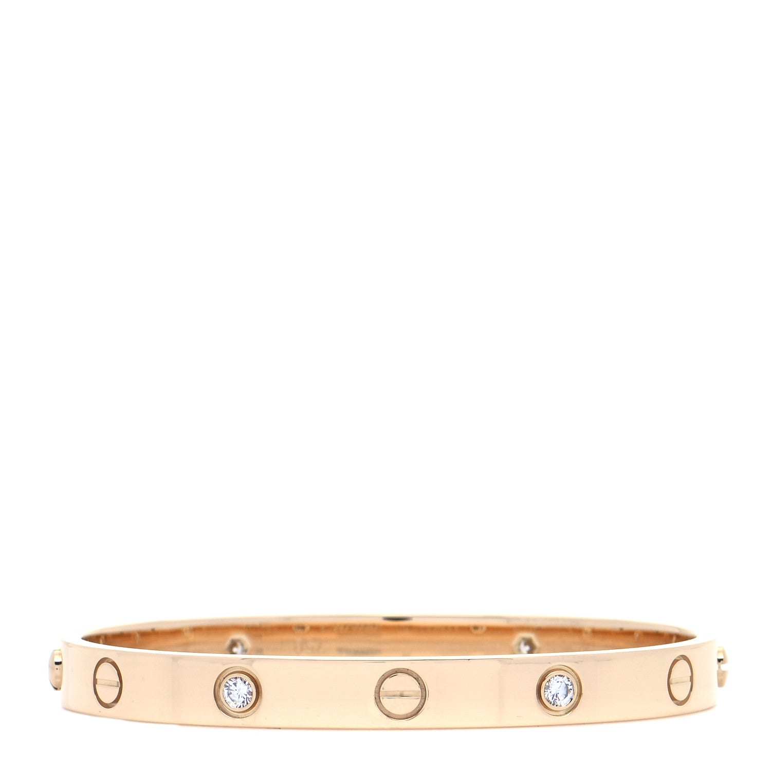 Cartier 18K Yellow Gold 4 Diamond LOVE Bracelet 17 1 of 6