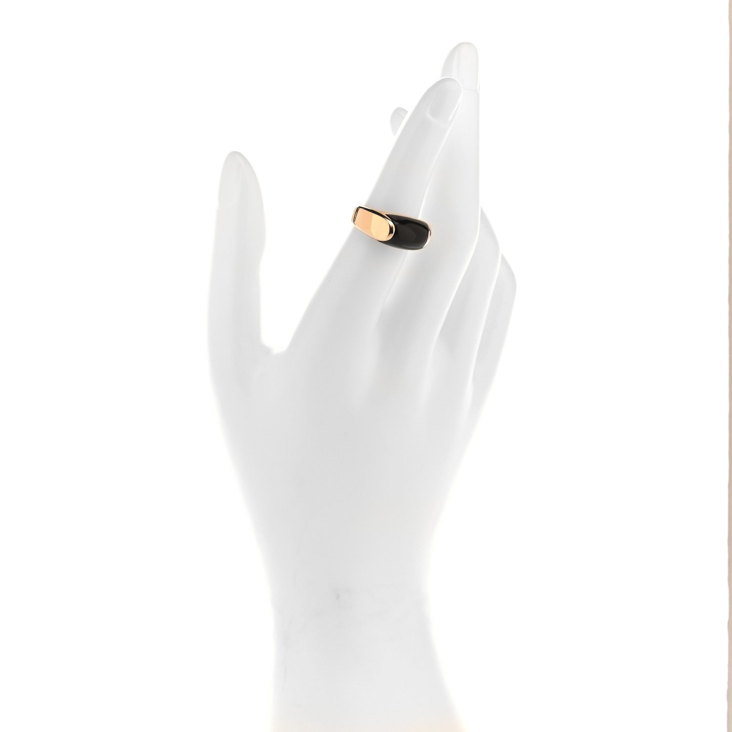 Bulgari 18K Yellow Gold Black Onyx Tronchetto Ring 52 6 2 of 4