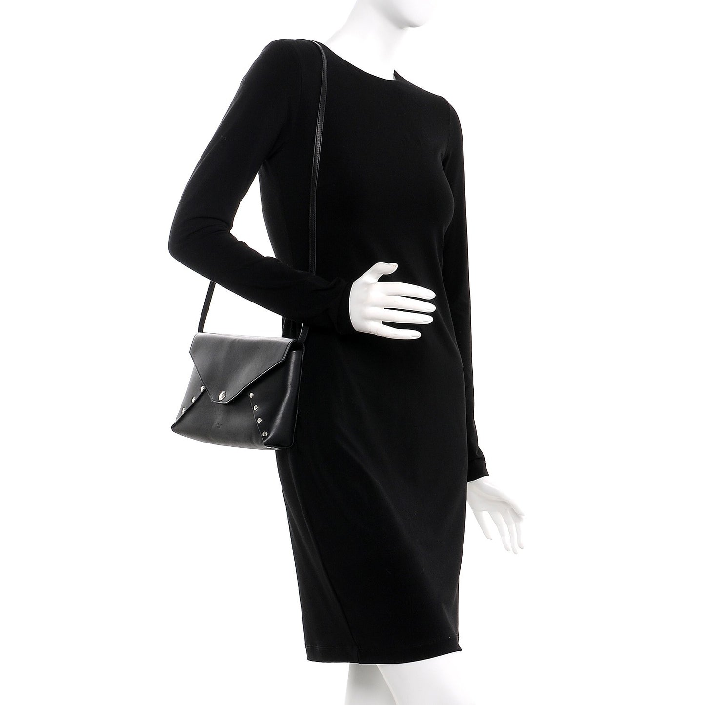 Natural Calfskin Biker Evening Clutch on Strap Black
