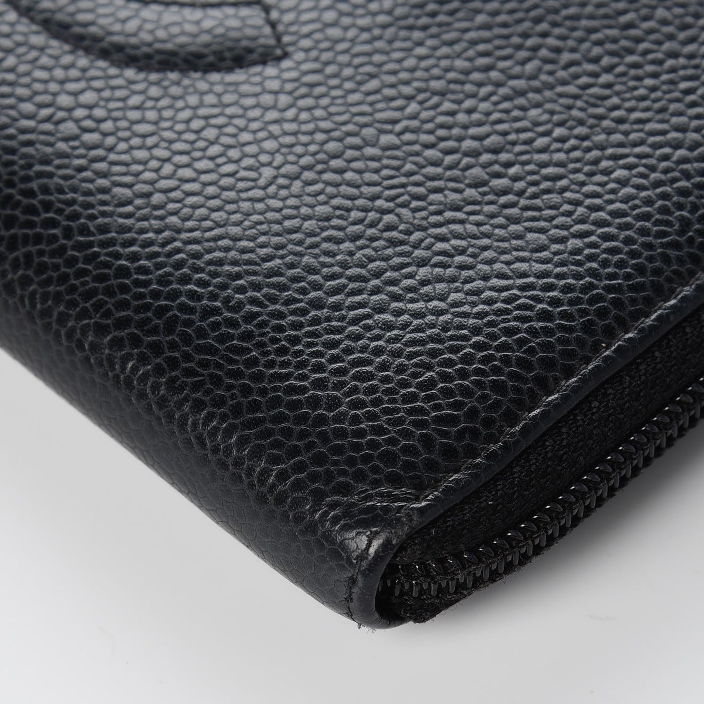 Caviar CC Timeless Large Zip Around Wallet Black