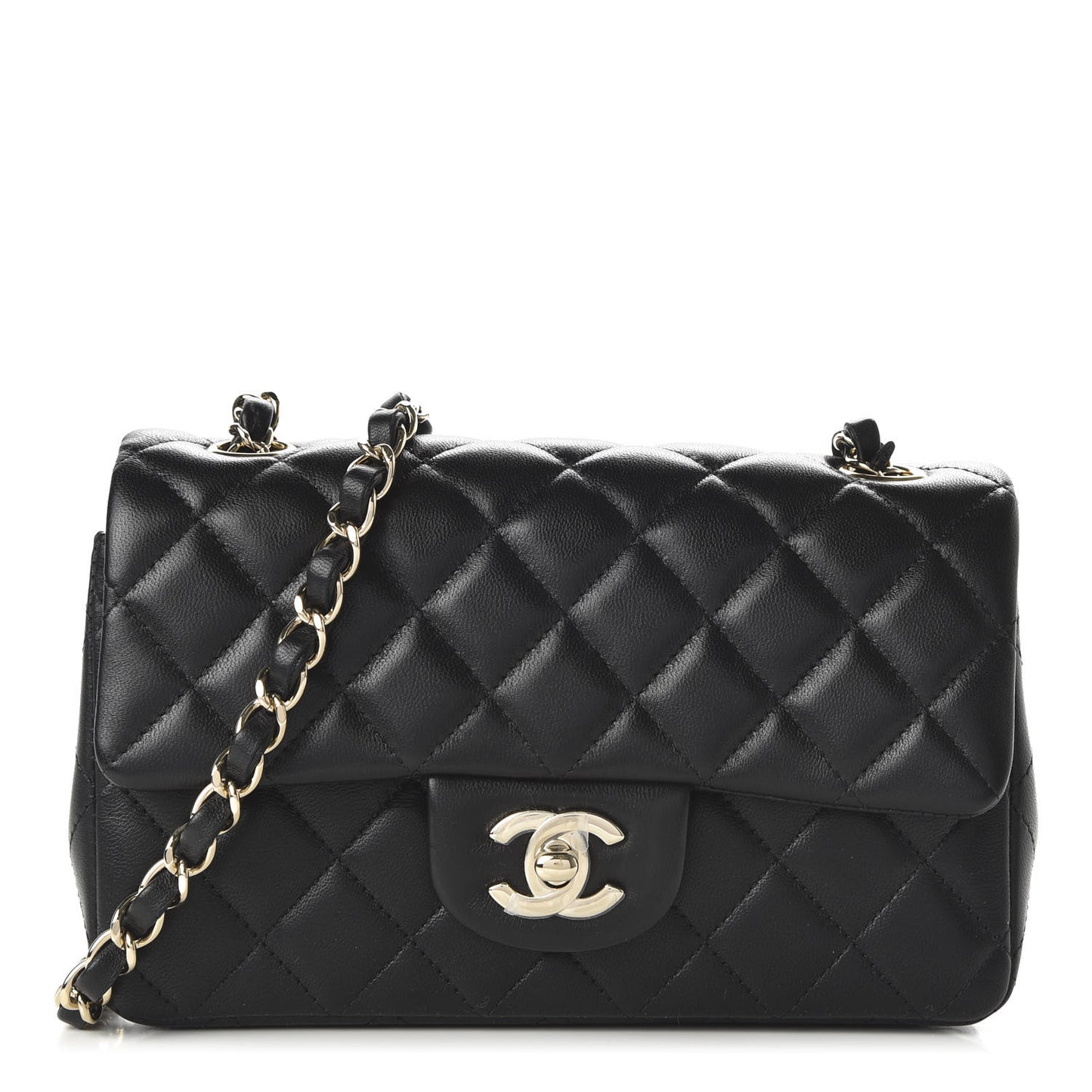 Lambskin Quilted Mini Rectangular Flap Black