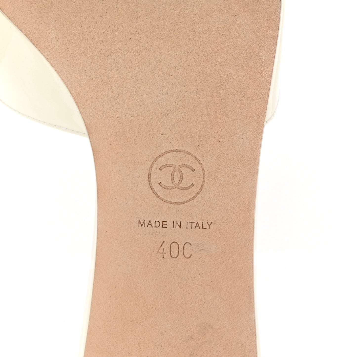 Patent Lambskin Pearl Mules 40 White