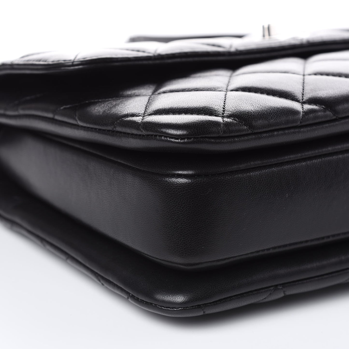 Lambskin Quilted Medium Trendy CC Flap Dual Handle Bag Black