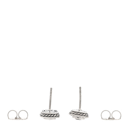 David Yurman Sterling Silver Pave Diamond Garnet 5mm Petite Albion Earrings 3 of 6