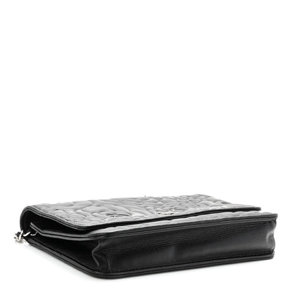 Chanel Lambskin Camellia Embossed Wallet on Chain WOC Black 4 of 12