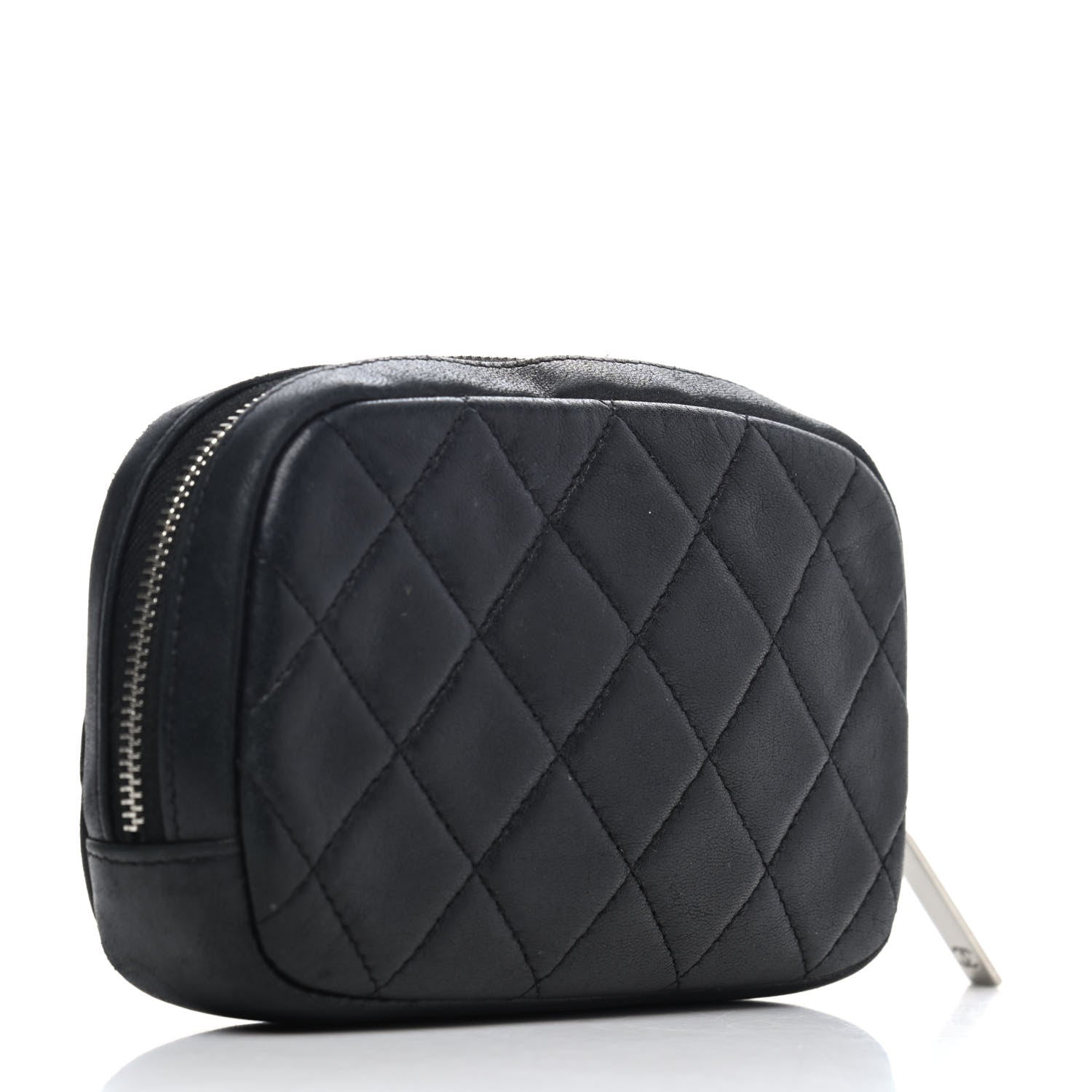Chanel Lambskin Quilted Small Curvy Pouch Cosmetic Case Black 2 of 4