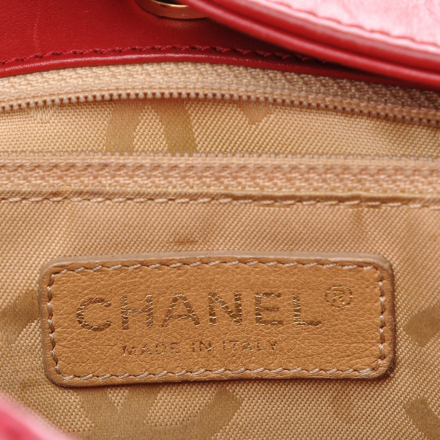 Calfskin CC Stitched Tote Red