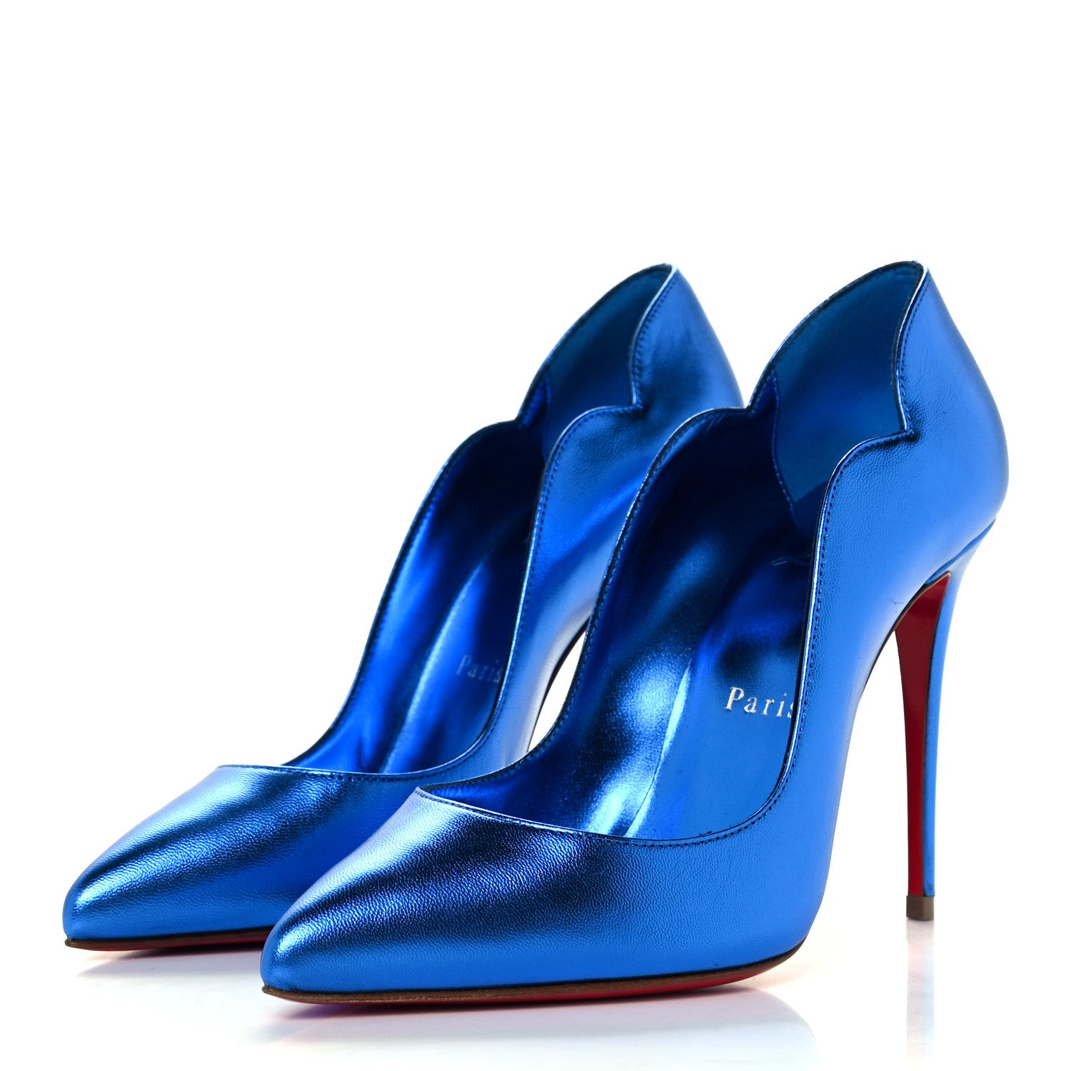 Christian Louboutin Metallic Patent Hot Chick 100 Pumps 35.5 Blue 2 of 10