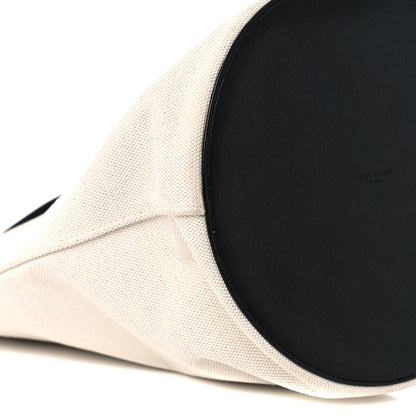 Saint Laurent Linen Calfskin Rive Gauche Bucket Bag Greggio Natural 10 of 13