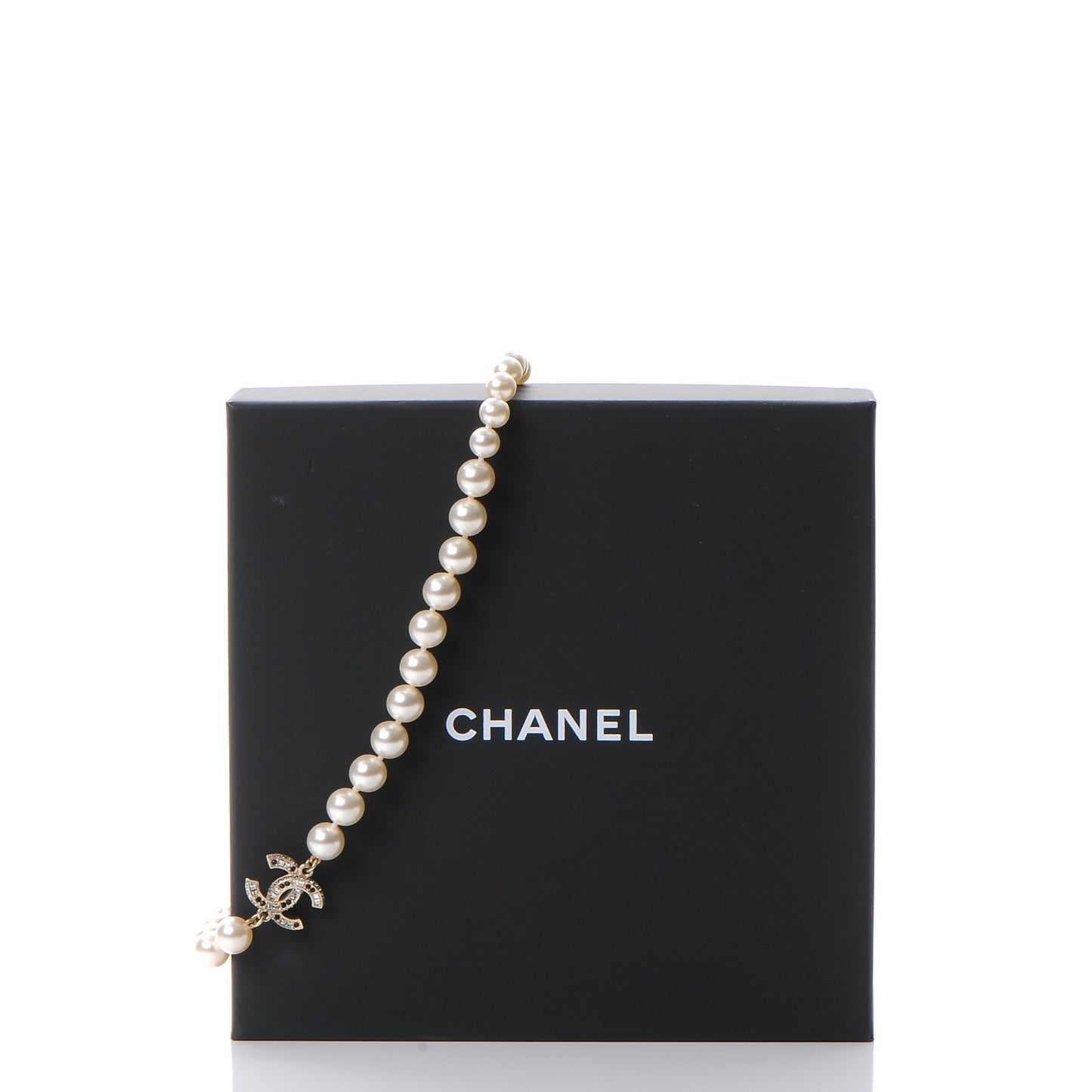 Pearl Crystal CC Short Necklace Gold