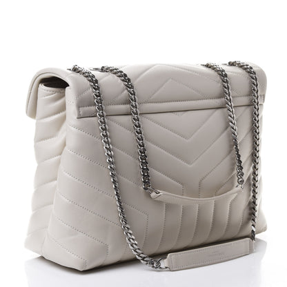 Saint Laurent Calfskin Y Quilted Monogram Medium Loulou Chain Satchel Crema Soft 2 of 4