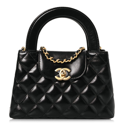 Chanel Shiny Aged Calfskin Quilted Nano Kelly Shopper Black 1 of 12