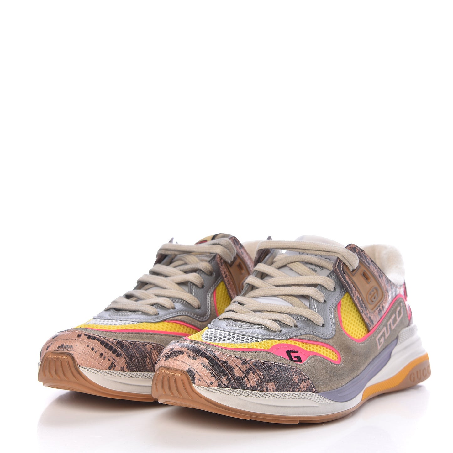Suede Calfskin Tejus Printed Womens Ultrapace Sneakers 39 Pink Silver Oatmeal Yolk