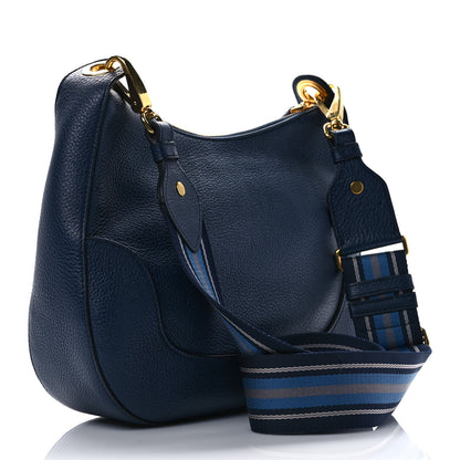 Prada Vitello Phenix Zippered Messenger Hobo Baltico 3 of 9