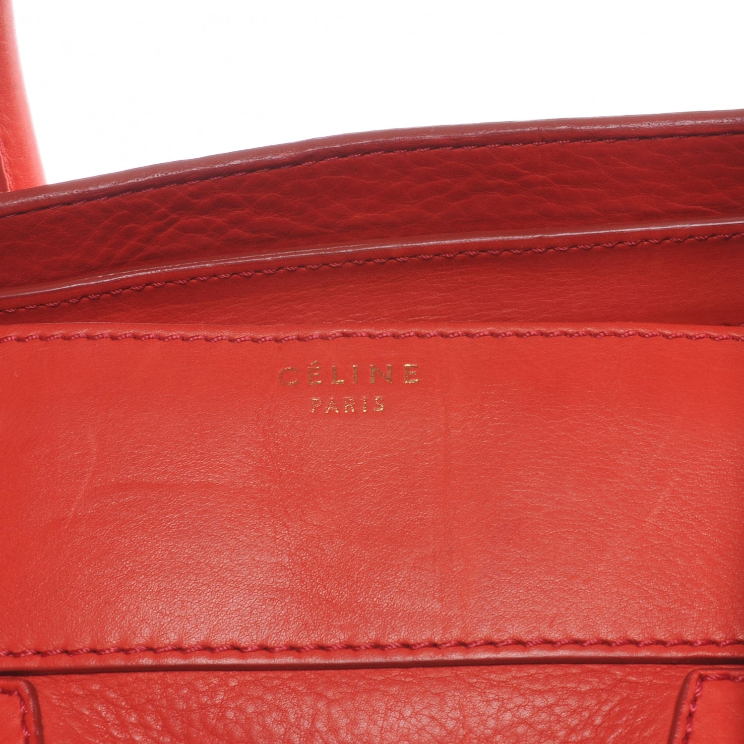 Celine Drummed Calfskin Medium Luggage Coquelicot 3 of 10