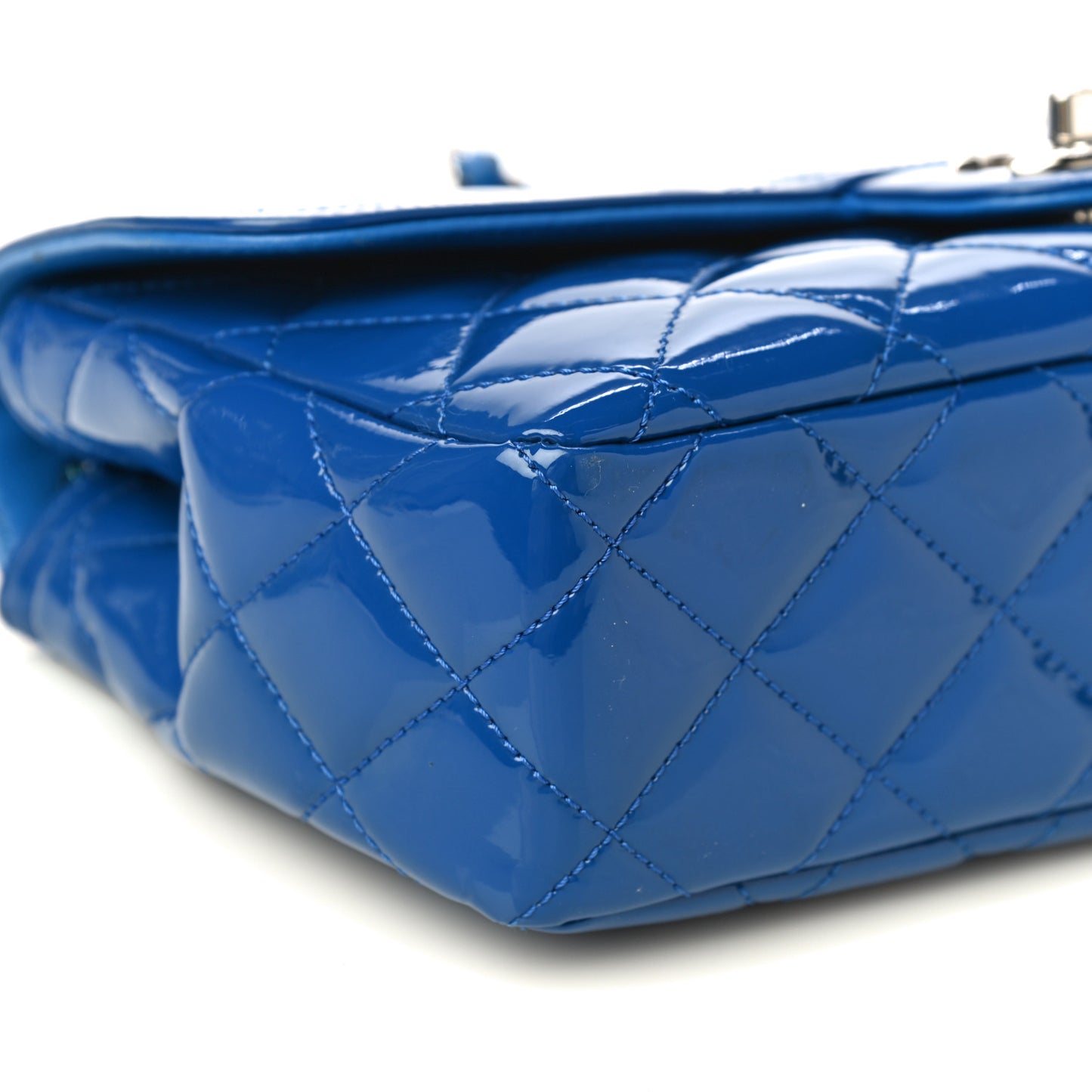 Patent Quilted Large Coco Shine Flap Blue