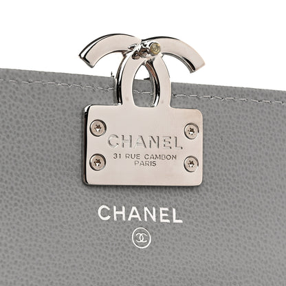 Chanel Grained Calfskin Quilted CC Box Flap Wallet Grey 6 of 9