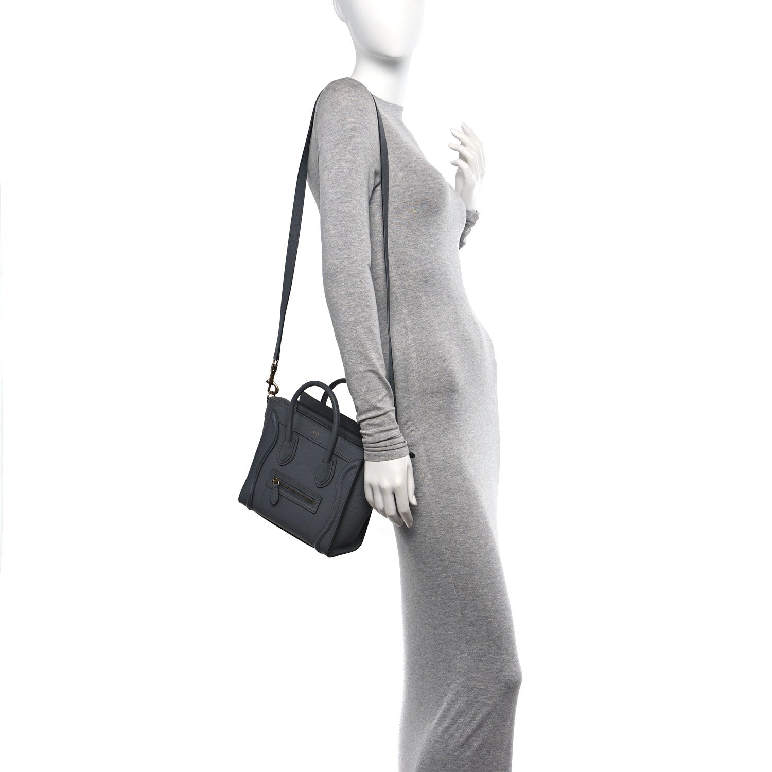 Celine Drummed Calfskin Nano Luggage Kohl 2 of 10