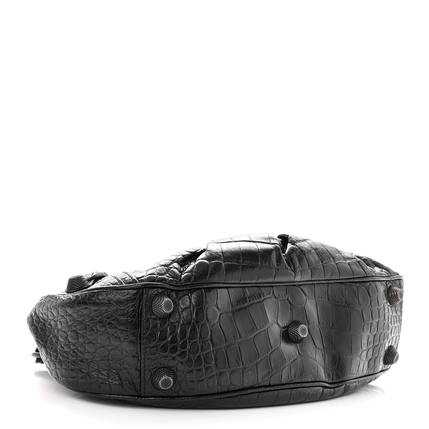 Balenciaga Extra Supple Calfskin Crocodile Embossed Monochrome Small Le Cagole Shoulder Bag Black 4 of 10