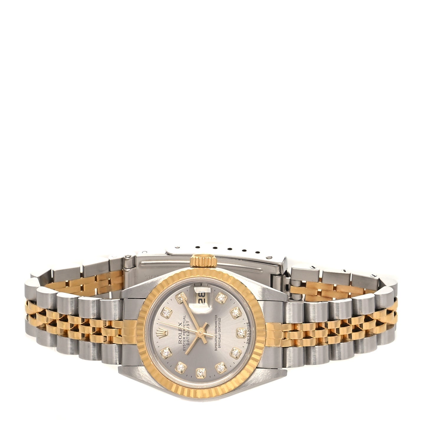Stainless Steel 18K Yellow Gold Diamond 26mm Oyster Perpetual Datejust Watch Silver 69173