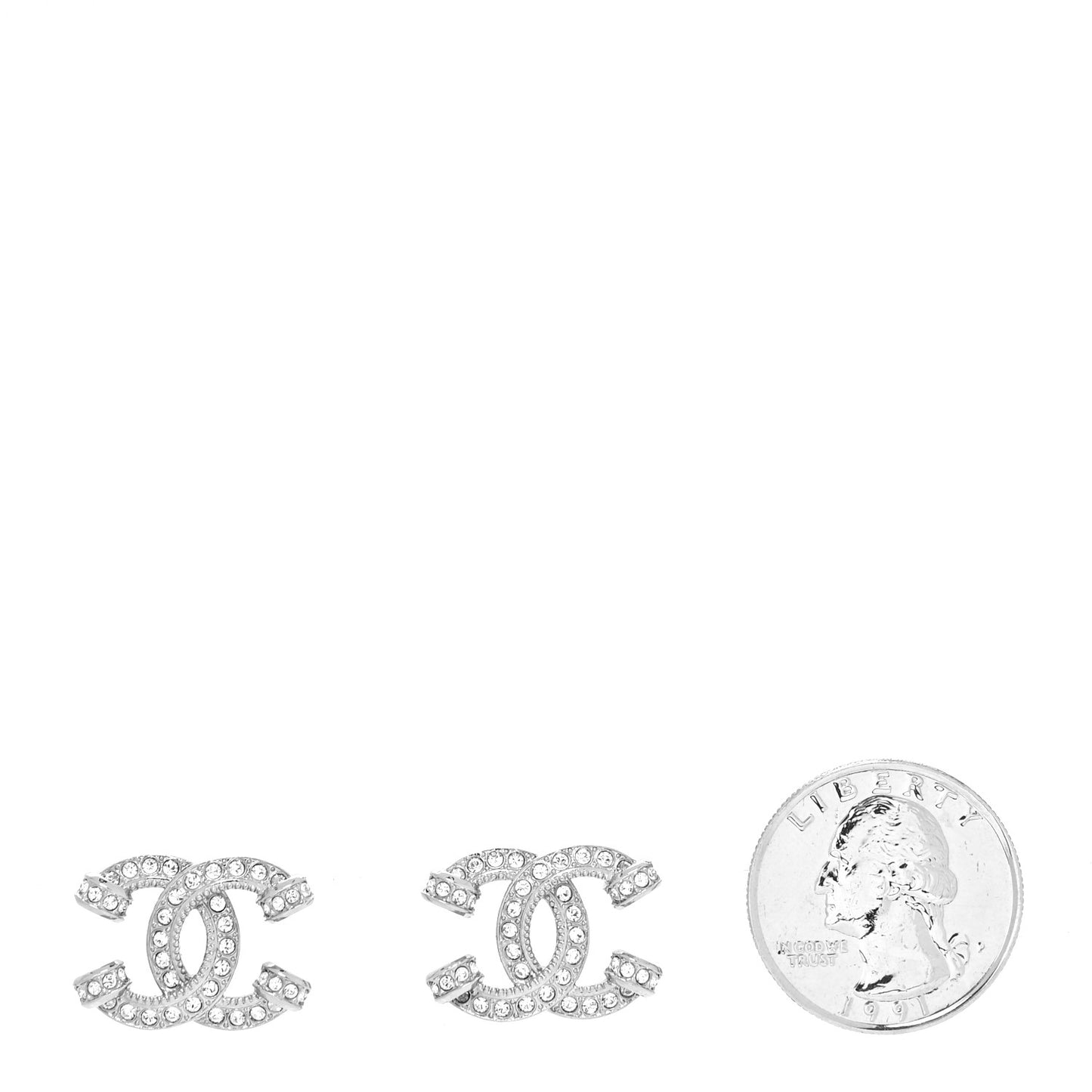 Crystal CC Earrings Silver